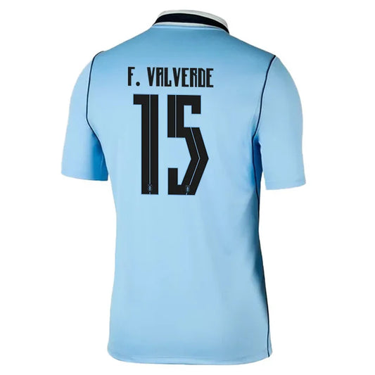 2026 World Cup F.Valverde Uruguay Soccer Jersey Player Version Match Version - No.15 Home Royal Tint and Away Obsidian