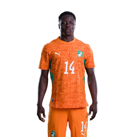 Côte d'Ivoire National Team 2026 World Cup Jersey (Player/Match Version) — Forwards: No. 12 Elye Wahi, No. 14 Oumar Diakite, No. 15 Amad Diallo/ Attaquants : n° 12 Elye WAHI, n° 14 Oumar DIAKITE, n° 15 Amad DIALLO