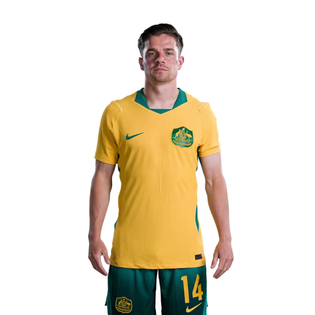 Australia National Soccer Team 2026 FIFA World Cup Jerseys (Player Version and Match Version) – Midfielders: #8 Connor METCALFE,#13 Aiden ONEILL, #14 Cameron DEVLIN