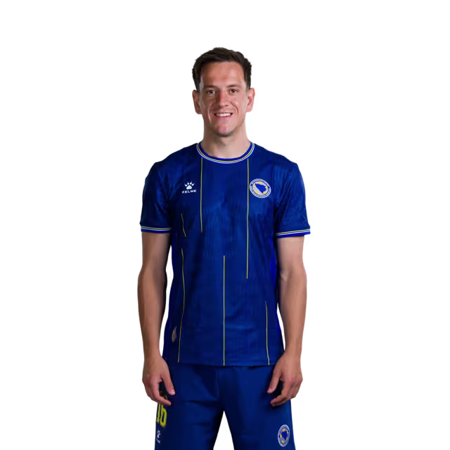 Bosnia and Herzegovina National Team 2026 World Cup Jerseys (Player and Match Versions) – Midfielders: No. 14 Ivan Šunjić, No. 15 Amar Memić, No. 16 Amir Hadžiahmetović / Vezni igrači: Br.14 Ivan Šunjić, Br.15 Amar Memić, Br.16 Amir Hadžiahmetović