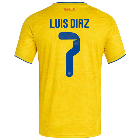 2026 World Cup Luis Diaz Colombia Soccer Jersey Player Version Match Version - No.7 Home Yellow and Away Blue