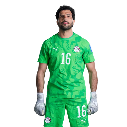 Egypt National Football Team 2026 World Cup Jersey (Player/Match Version) — Goalkeepers: No. 1 Mohamed El Shenawy, No. 16 El Mahdy Soliman, No. 23 Mostafa Shobeir, No. 26 Mohamed Alaa./ قميص المنتخب المصري لكرة القدم لكأس العالم