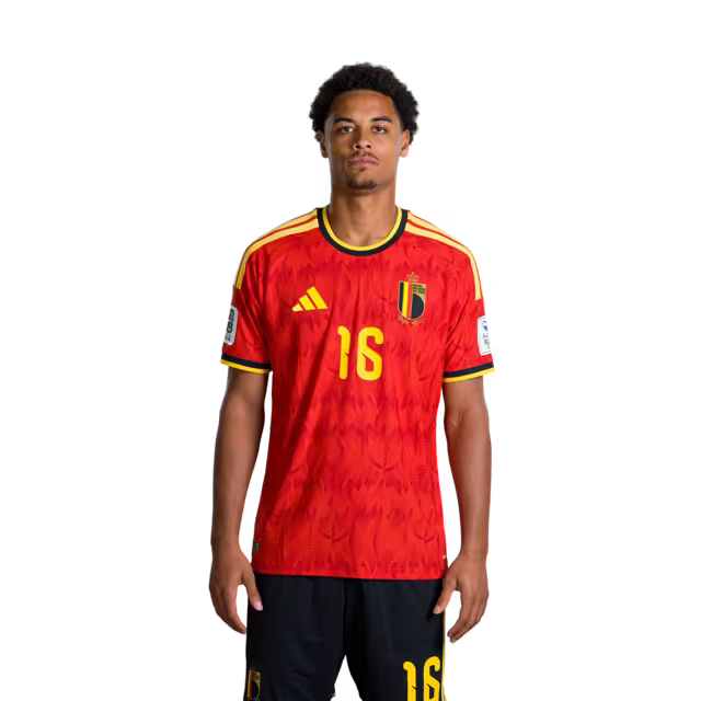 Belgium National Football Team – 2026 World Cup Jersey (Player Version/Match Version) – Defenders: No. 5 Maxim De Cuyper, No. 15 Thomas Meunier, No. 16 Koni De Winter/Verdedigers: nr. 5 Maxim DE CUYPER, nr. 15 Thomas MEUNIER, nr. 16 Koni DE WINTER