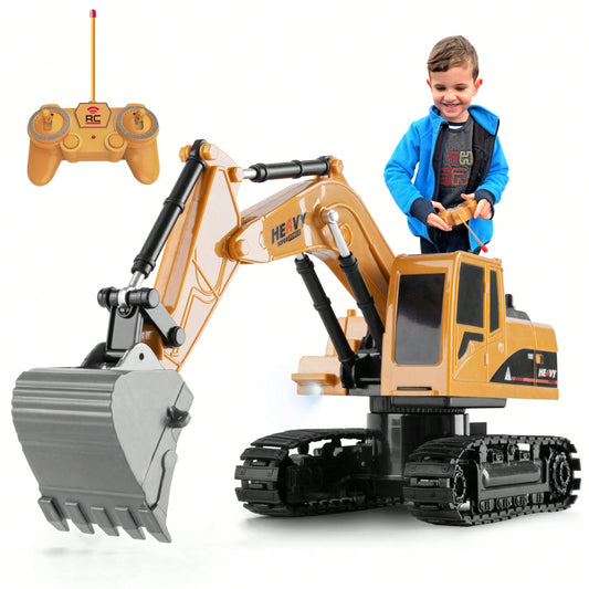 1:22 Scale RC Excavator Toy Truck – 4WD Rechargeable Remote-Control Construction Vehicle With Flexible Arm & Realistic Lights, Perfect Holiday & Year-End Gift For Kids