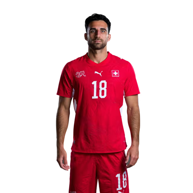 Switzerland National Team 2026 Jersey (Player Version) – Defenders: No. 5 Manuel Akanji, No. 13 Ricardo Rodríguez, No. 18 Eray Cömert / Verteidiger: Nr. 5 Manuel Akanji, Nr. 13 Ricardo Rodriguez, Nr. 18 Eray Coemert