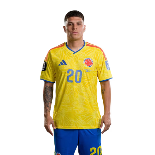 Colombia National Football Team 2026 World Cup Jersey (Player Version/Match Version) — Midfielders: No. 16 Jefferson Lerma, No. 20 Juan Quintero/Centrocampistas: N.º 16 Jefferson LERMA, N.º 20 Juan QUINTERO