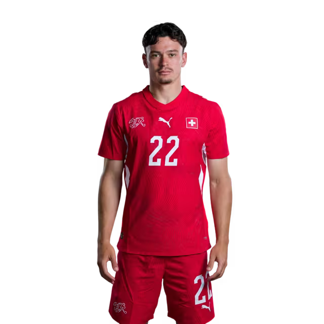 Switzerland National Team 2026 Jersey (Player Version) – Midfielders: No. 20 Michel Aebischer, No. 22 Fabian Rieder / Mittelfeldspieler: Nr. 20 Michel Aebischer, Nr. 22 Fabian Rieder