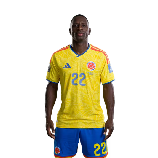Colombia National Football Team 2026 World Cup Jersey (Player Version/Match Version) — Defenders: No. 18 Willer Ditta, No. 22 Deiver Machado, No. 23 Davinson Sánchez/ Defensas: N.º 18 Willer DITTA, N.º 22 Deiver MACHADO, N.º 23 Davinson SÁNCHEZ
