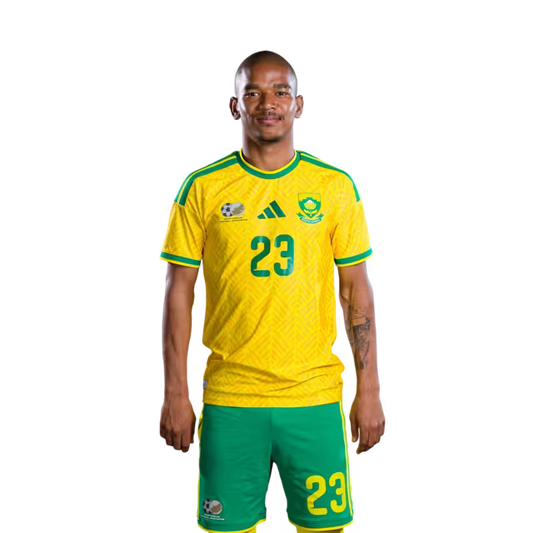 South Africa National Football Team 2026 World Cup Jersey (Player Version/Match Version) — Midfielders: No.13 Sphephelo SITHOLE, No.23 Jayden ADAMS