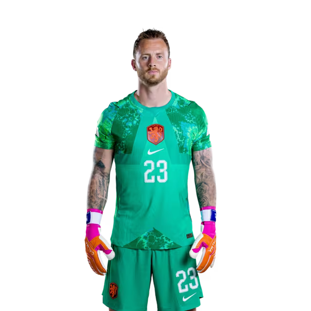 Netherlands National Team 2026 World Cup Jersey (Player/Match Version) — Goalkeepers: No. 1 Bart Verbruggen, No. 13 Robin Roefs, No. 23 Mark Flekken / Keepers: nr. 1 Bart Verbruggen, nr. 13 Robin ROEFS, nr. 23 Mark FLEKKEN