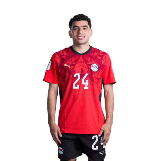 Egypt National Football Team 2026 World Cup Jersey (Player/Match Version) — Defenders: No. 15 Karim Hafez, No. 24 Tarek Alaa/ المدافعون: رقم 15 كريم حافظ، رقم 24 طارق علاء