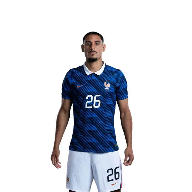 France National Team 2026 World Cup Jersey (Player Version/Match Issue) — Defenders: No. 19 Théo Hernández, No. 21 Lucas Hernández, No. 26 Maxence Lacroix / Défenseurs : n° 19 Theo Hernandez, n° 21 Lucas Hernandez, n° 26 Maxence Lacroix