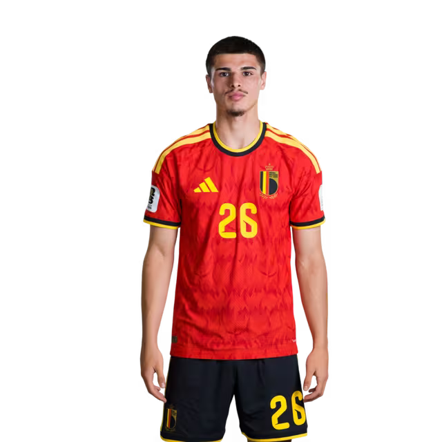 Belgium National Football Team – 2026 World Cup Jersey (Player Version/Match Version) – Forwards: No. 14 Dodi Lukebakio, No. 17 Charles De Ketelaere, No. 26 Matias Fernandez-Pardo/ Belgisch nationaal voetbalelftal – WK 2026-shirt