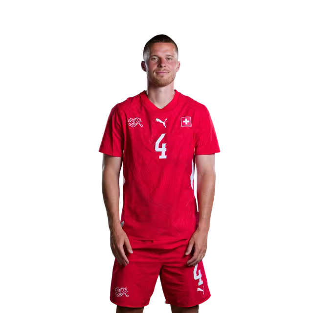 Switzerland National Team 2026 Jersey (Player Version) — Defenders: No. 2 Miro Muheim, No. 3 Silvan Widmer, No. 4 Nico Elvedi / Verteidiger: Nr. 2 Miro Müheim, Nr. 3 Silvan Widmer, Nr. 4 Nico Elvedi