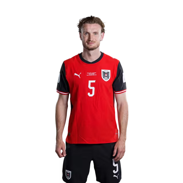 Austria National Team 2026 World Cup Jersey (Player Version/Match Issue) — Defenders: No. 2 David Affengruber, No. 3 Kevin Danso, No. 5 Stefan Posch / Abwehrspieler: Nr. 2 David Affengruber, Nr. 3 Kevin Danso, Nr. 5 Stefan Posch