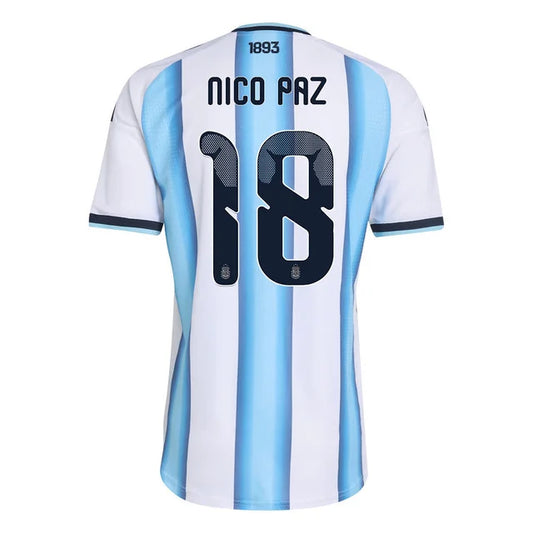 2026 World Cup Nico Pazr Argentina Soccer Jersey Player Version Match Version - No. 18 Home White & Blue and Away Black & Blue