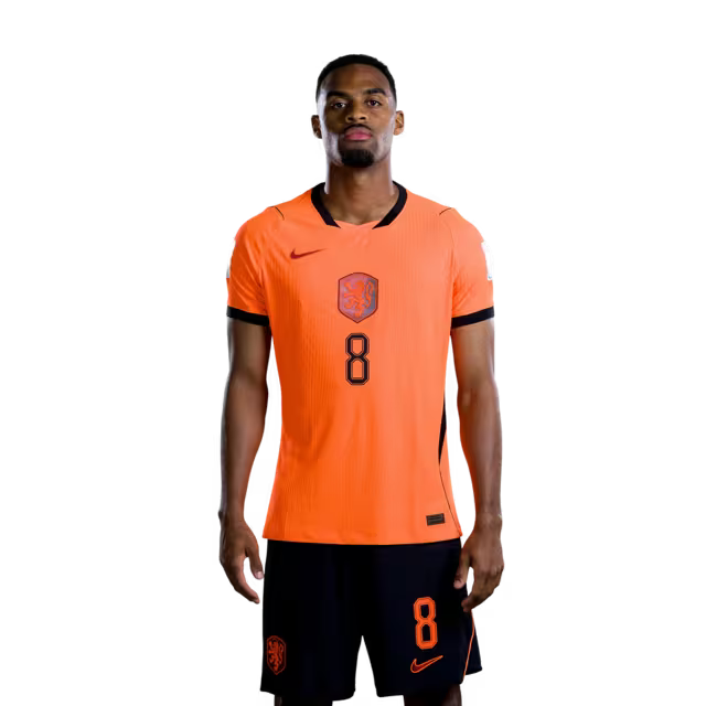 Netherlands National Team 2026 World Cup Jersey (Player Version/Match Version) — Midfielders: No. 3 Marten de Roon, No. 7 Justin Kluivert, No. 8 Ryan Gravenberch / Middenvelders: nr. 3 Marten DE ROON, nr. 7 Justin KLUIVERT, nr. 8 Ryan GRAVENBERCH