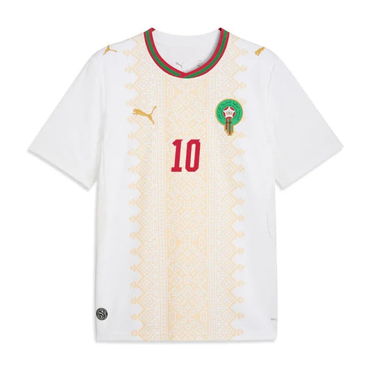 2026 World Cup Brahim Morocco Soccer Jersey Player Version Match Version - No.10 Home Red and Away White