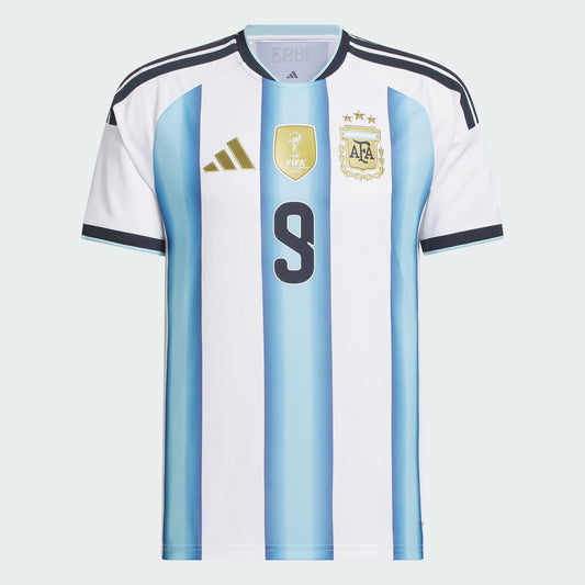 2026 World Cup J. Alvarez Argentina Soccer Jersey Player Version Match Version - No. 9 Home White & Blue and Away Black & Blue