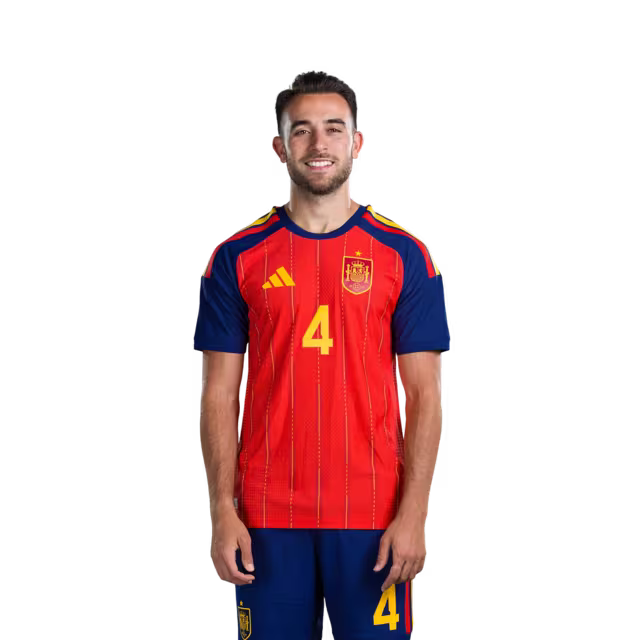 Spain National Team 2026 World Cup Jersey (Player/Match Version) — Defenders: No. 2 Marc Pubill, No. 3 Alex Grimaldo, No. 4 Eric García / Defensa nº 2 Marc Pubill, nº 3 Alex Grimaldo, nº 4 Eric García