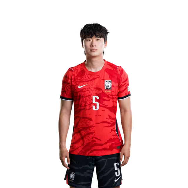 2026 월드컵 대한민국 축구 선수 유니폼 (경기용) - 수비수 2번 이한범, 4번 김민재, 5번 김태현
