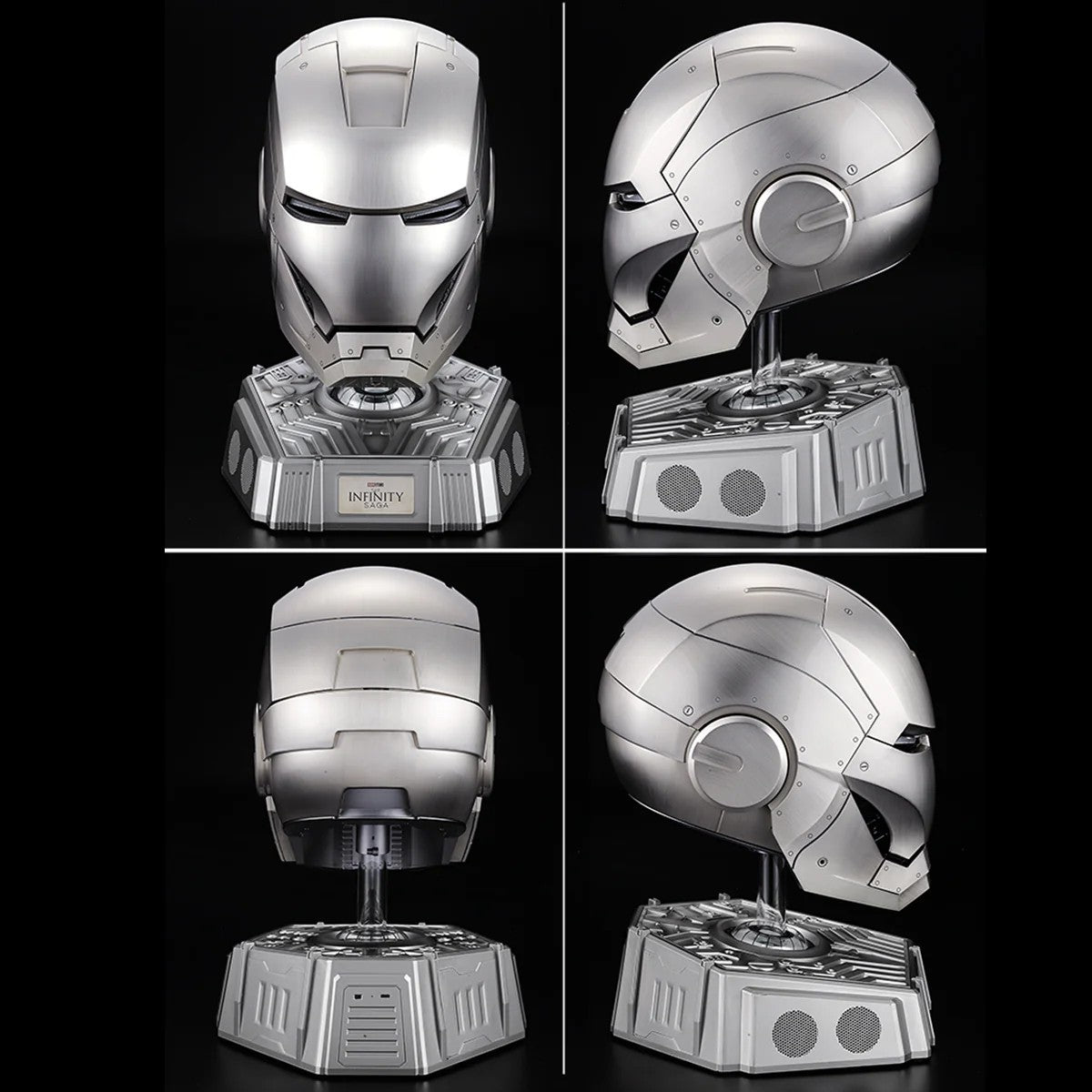 Official Iron Man MK2 Helmet: 1:1 Wearable Bluetooth Speaker with Ring Touch Control, Metallic Finish & Multi-Voice Command