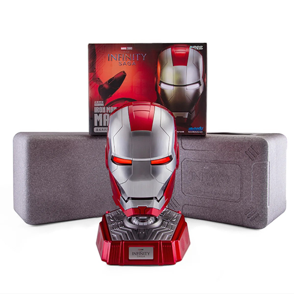 Interactive Iron Man MK5 Helmet – 1:1 Bluetooth Speaker with Flip-Down Faceplate, RGB Ear Lights & Voice/Touch/Remote Control