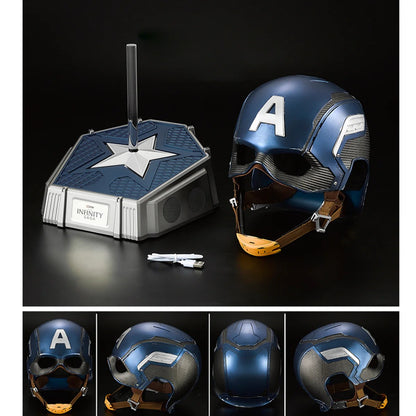 Authentic 1:1 Captain America Helmet – Bluetooth Speaker & Display Piece, Movie-Proportional & Comfort-Fit Design