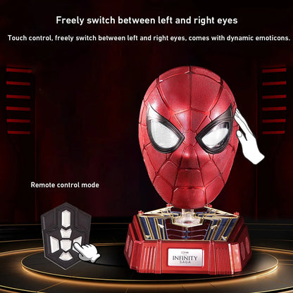 Hardcore Iron Spider-Man 1:1 Collectible Helmet with Built-in Bluetooth Speaker | Realistic Blinking Eyes & Touch/Remote Control