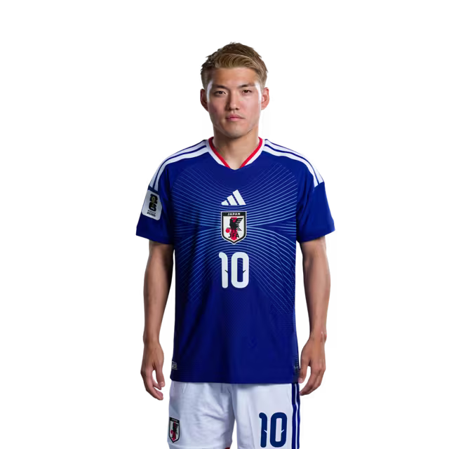 Japan National Football Team 2026 World Cup Jersey (Player Version/Match Kit) — Midfielders (MF): No. 7 Ao Tanaka, No. 8 Takefusa Kubo, No. 10 Ritsu Doan/サッカー日本代表 2026年ワールドカップ用ユニフォーム（選手仕様／マッチモデル） — MF：No.7 田中 碧、No.8 久保 建英、No.10 堂安 律
