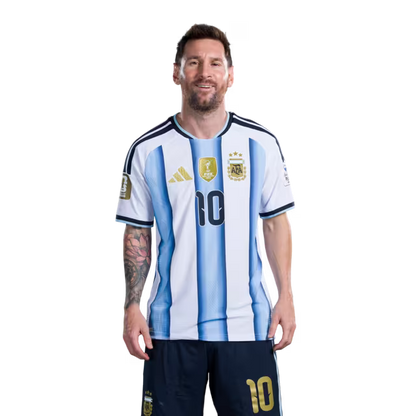 2026 World Cup Messi Argentina  Soccer Jersey Player Version  Match Version - No. 10 Home White & Blue and Away Black & Blue