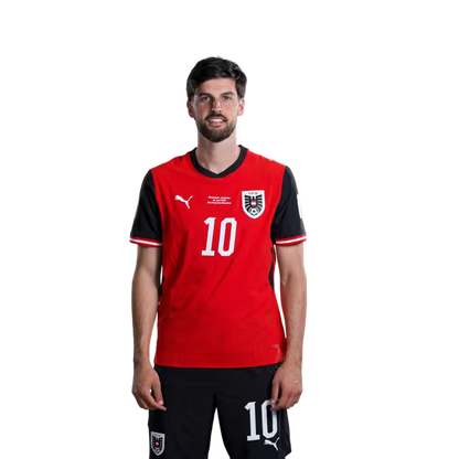 Austria National Team 2026 World Cup Jersey (Player Version/Match Issue) — Midfielders: No. 10 Florian Grillitsch, No. 17 Carney Chukwuemeka, No. 18 Romano Schmid / Österreichisches Nationalmannschaftstrikot für die WM