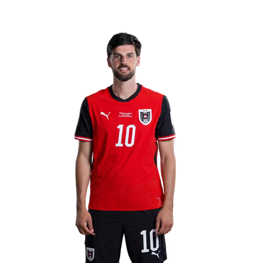Austria National Team 2026 World Cup Jersey (Player Version/Match Issue) — Midfielders: No. 10 Florian Grillitsch, No. 17 Carney Chukwuemeka, No. 18 Romano Schmid / Österreichisches Nationalmannschaftstrikot für die WM