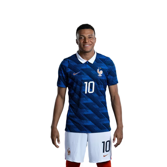 France National Football Team 2026 World Cup Jersey (Player Version/Match Version) — Forwards: No. 7 Ousmane Dembélé, No. 9 Marcus Thuram, No. 10 Kylian Mbappé / Attaquants : n° 7 Ousmane DEMBÉLÉ, n° 9 Marcus THURAM, n° 10 Kylian MBAPPÉ