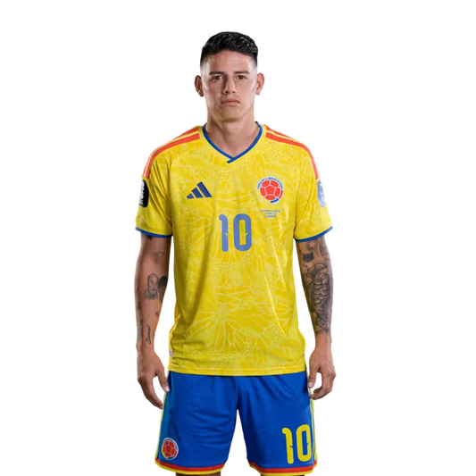 Colombia National Football Team 2026 World Cup Jersey (Player Version/Match Version) — Midfielders:No. 10 James Rodríguez, No. 11 Jhon Arias, No. 15 Juan Portilla/Centrocampistas: N.º 10 James RODRÍGUEZ, N.º 11 Jhon ARIAS, N.º 15 Juan PORTILLA
