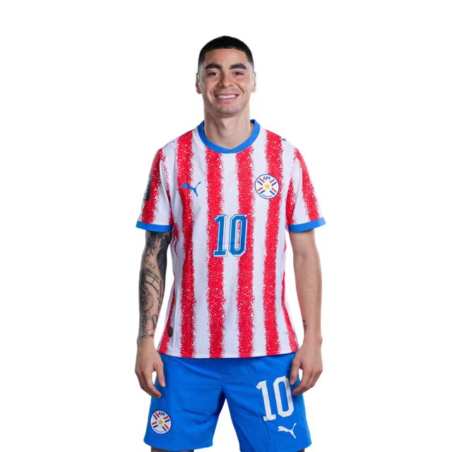 Paraguay National Football Team 2026 World Cup Jerseys (Player/Match Version) — Midfielders: No. 7 Ramón Sosa, No. 8 Diego Gómez, No. 10 Miguel Almirón / Mediocampista: No 7 Ramón SOSA, No 8 Diego GOMEZ,No. 10 Miguel ALMIRON rehegua