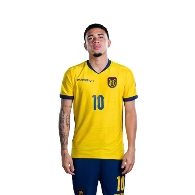 Ecuador National Football Team 2026 World Cup Jersey (Player Version/Match Version) — Midfielders: No. 5 Jordy Alcivar, No. 8 Anthony Valencia, No. 10 Kendry Paez./ Centrocampistas: N.° 5 Jordy ALCIVAR, N.° 8 Anthony VALENCIA, N.° 10 Kendry PAEZ
