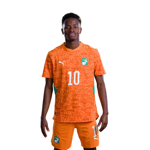 Côte d'Ivoire National Team 2026 World Cup Jersey (Player/Match Version) — Forwards: No. 9 Ange-Yoan Bonny, No. 10 Simon Adingra, No. 11 Yan Diomande/ Attaquants : n° 9 Ange-Yoan BONNY, n° 10 Simon ADINGRA, n° 11 Yan DIOMANDE