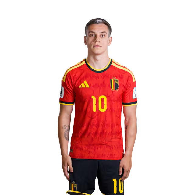 Belgium National Football Team – 2026 World Cup Jersey (Player Version/Match Version) – Forwards: No. 9 Romelu Lukaku, No. 10 Leandro Trossard, No. 11 Jérémy Doku/ Aanvallers: nr. 9 Romelu Lukaku, nr. 10 Leandro Trossard, nr. 11 Jérémy Doku