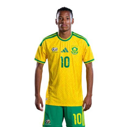 South Africa National Football Team 2026 World Cup Jersey (Player Version/Match Version) — Forwards: No.10 Relebohile MOFOKENG, No.12 Thapelo MASEKO,No.15 Iqraam RAYNERS