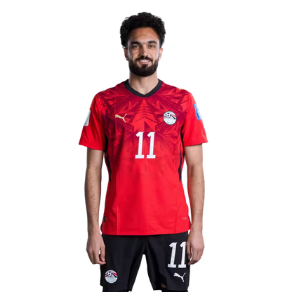 Egypt National Football Team 2026 World Cup Jersey (Player/Match Version) — Midfielders: No. 8 Emam Ashour, No. 11 Mostafa Zico, No. 14 Hamdy Fathy./ لاعبو الوسط: رقم 8 إمام عاشور، رقم 11 مصطفى زيكو، رقم 14 حمدي فتحي.