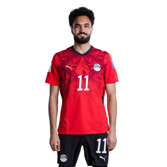 Egypt National Football Team 2026 World Cup Jersey (Player/Match Version) — Midfielders: No. 8 Emam Ashour, No. 11 Mostafa Zico, No. 14 Hamdy Fathy./ لاعبو الوسط: رقم 8 إمام عاشور، رقم 11 مصطفى زيكو، رقم 14 حمدي فتحي.