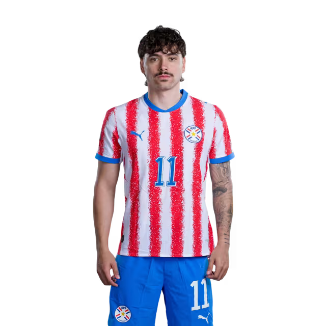 Paraguay National Football Team 2026 World Cup Jerseys (Player/Match Versions) – Midfielders: No. 11 Mauricio, No. 14 Andrés Cubas, No. 16 Damián Bobadilla / Mediocampista: No 11 MAURICIO, No 14 Andrés CUBAS,No. 16 Damián BOBADILLA rehegua