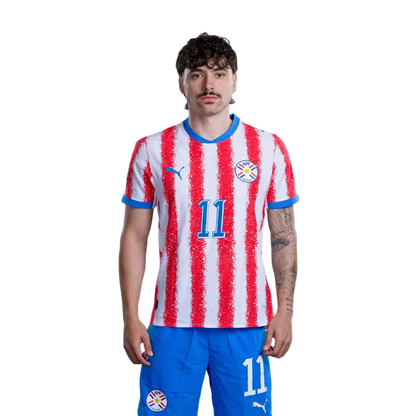 Paraguay National Football Team 2026 World Cup Jerseys (Player/Match Versions) – Midfielders: No. 11 Mauricio, No. 14 Andrés Cubas, No. 16 Damián Bobadilla / Mediocampista: No 11 MAURICIO, No 14 Andrés CUBAS,No. 16 Damián BOBADILLA rehegua
