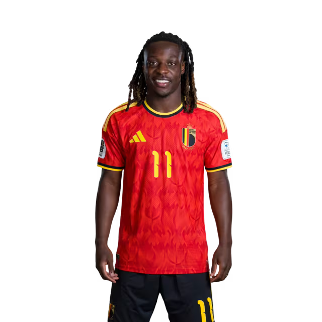 Belgium National Football Team – 2026 World Cup Jersey (Player Version/Match Version) – Forwards: No. 9 Romelu Lukaku, No. 10 Leandro Trossard, No. 11 Jérémy Doku/ Aanvallers: nr. 9 Romelu Lukaku, nr. 10 Leandro Trossard, nr. 11 Jérémy Doku