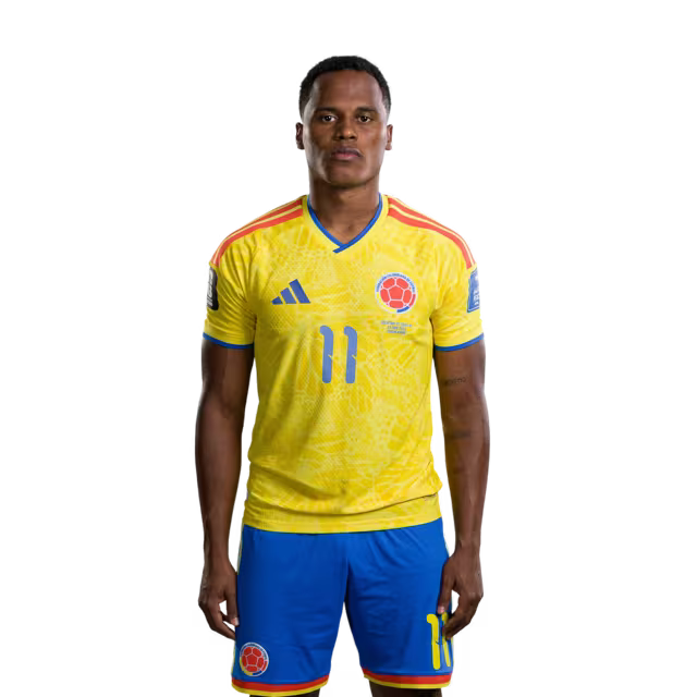 Colombia National Football Team 2026 World Cup Jersey (Player Version/Match Version) — Midfielders:No. 10 James Rodríguez, No. 11 Jhon Arias, No. 15 Juan Portilla/Centrocampistas: N.º 10 James RODRÍGUEZ, N.º 11 Jhon ARIAS, N.º 15 Juan PORTILLA