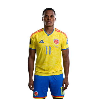 Colombia National Football Team 2026 World Cup Jersey (Player Version/Match Version) — Midfielders:No. 10 James Rodríguez, No. 11 Jhon Arias, No. 15 Juan Portilla/Centrocampistas: N.º 10 James RODRÍGUEZ, N.º 11 Jhon ARIAS, N.º 15 Juan PORTILLA