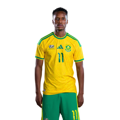 South Africa National Football Team 2026 World Cup Jersey (Player Version/Match Version) — Midfielders: No.4 Teboho MOKOENA, No.5 Thalente MBATHA,No.11 Themba ZWANE