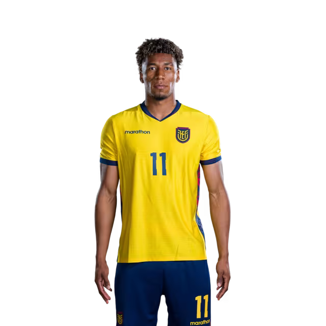 Ecuador National Football Team 2026 World Cup Jersey (Player/Match Version) — Forwards: No. 9 John Yeboah, No. 11 Kevin Rodríguez, No. 13 Enner Valencia./ Delanteros: N.° 9 John YEBOAH, N.° 11 Kevin RODRIGUEZ, N.° 13 Enner VALENCIA