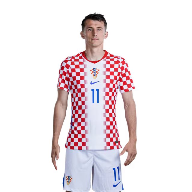 Croatia National Football Team 2026 World Cup Jersey (Player Version/Match Version) — Forwards: No. 9 Andrej Kramarić, No. 11 Ante Budimir, No. 14 Ivan Perišić / Napadači: Br. 9 Andrej KRAMARIĆ, Br. 11 Ante BUDIMIR, Br. 14 Ivan PERIŠIĆ